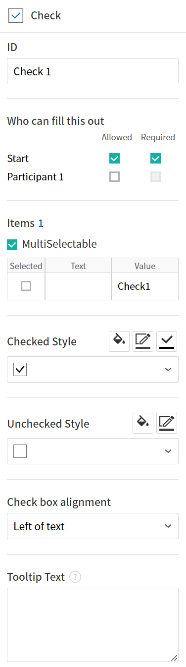 Setting Check Component Properties