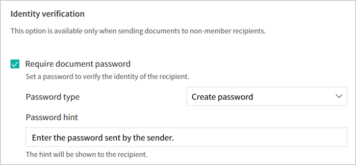 Password settings for opening documents