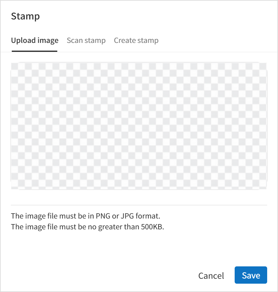 My signature > Register Stamp Pop-up