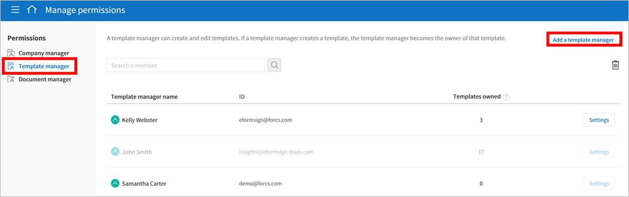Template Manager Permission