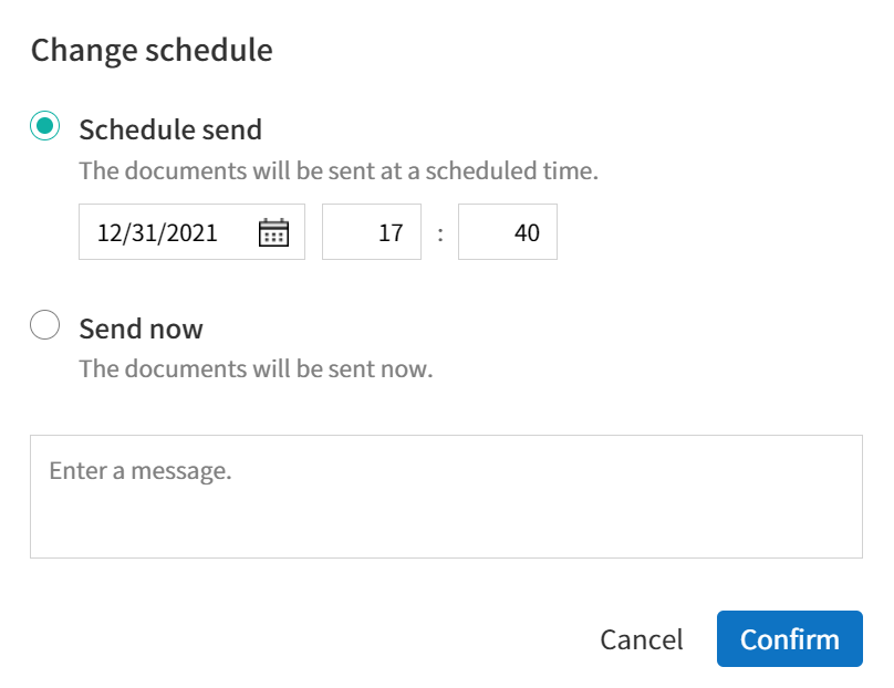 Bulk send document box-change schedule