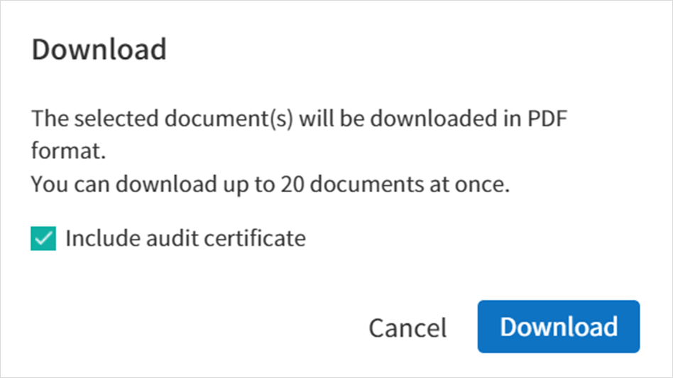 Document download pop-up