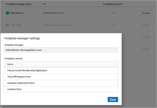 Template Manager Settings
